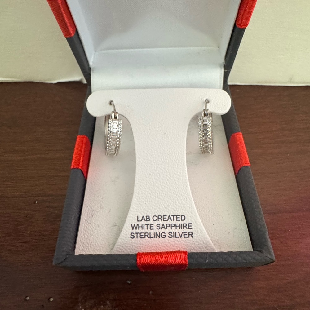 JCPenney Sterling Silver Earrings with White Sapphires